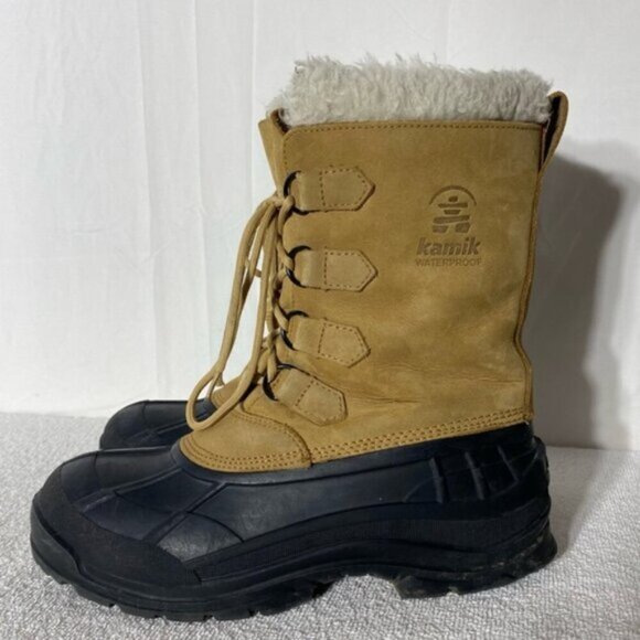 Vintage Kamik Alborg Tan Leather W Rubber Lace Up Winter Boots 11 - Picture 5 of 16